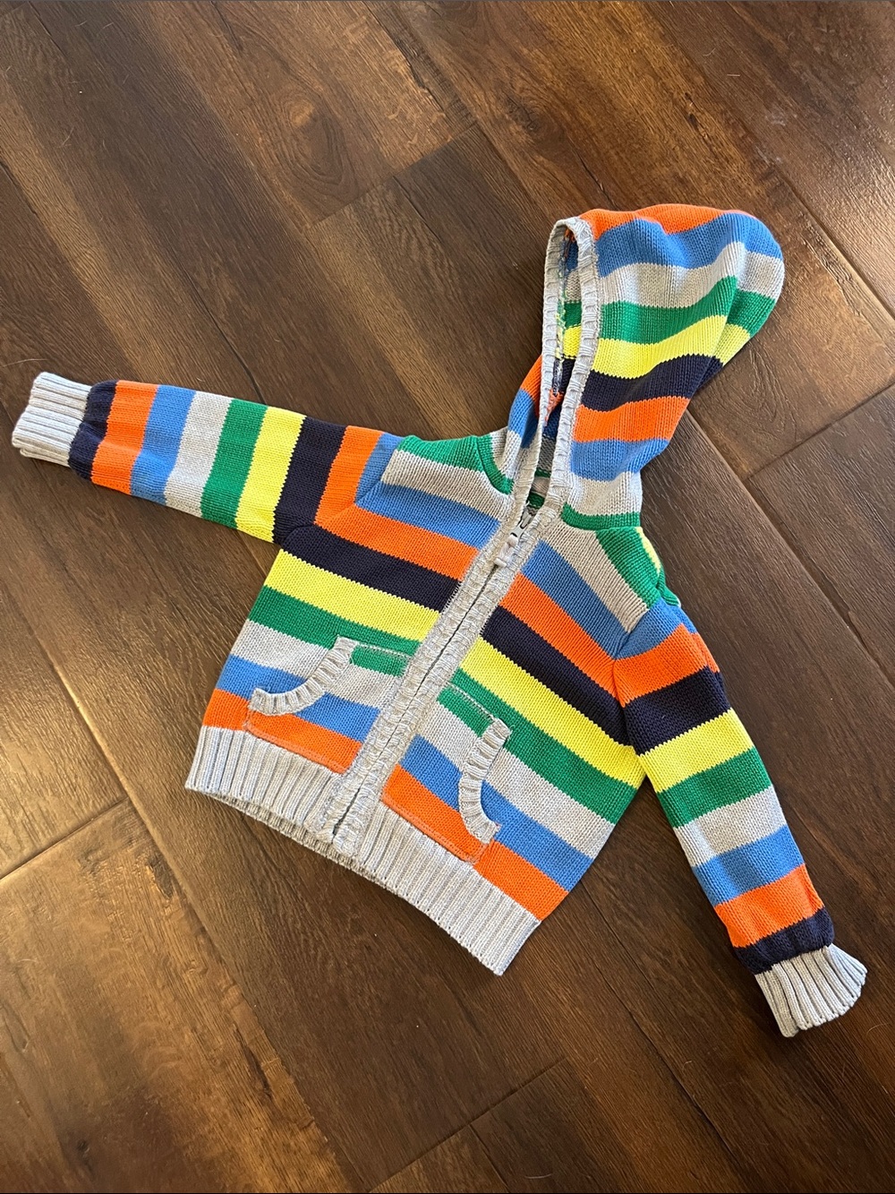 Carter's Striped Knit Hoodie - Gray, Green, Blue, Orange, Yellow, Black